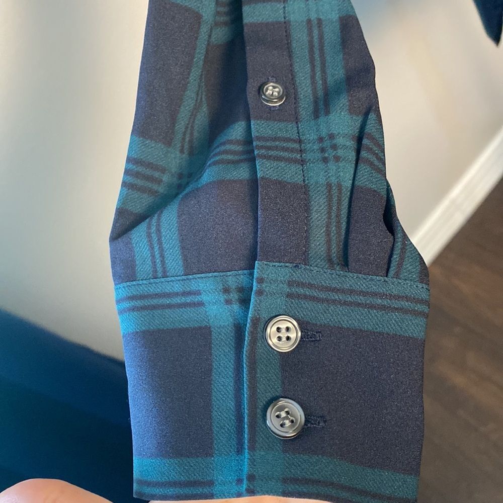 J. Crew Pleat Front Tartan Print Shirt (Size S) - Picture 3 of 5